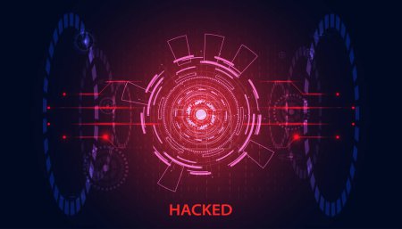 Illustration for Abstract Risk Warning Symbol Danger Concept Background circle circuit Background Computer hacking, warning, being invaded by viruses, spyware, malware, trojans - Royalty Free Image