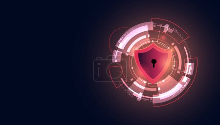 cercle de bouclier rouge et piraté cybersécurité numérique protection contre le vol en ligne