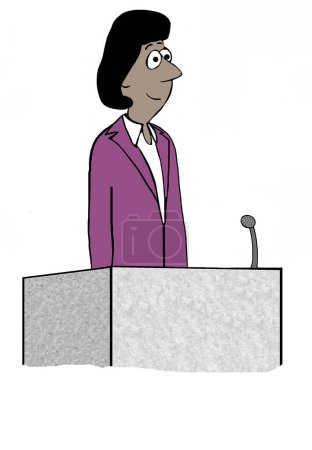 Téléchargez les photos : Femme afro-américaine professionnelle souriant et parlant depuis le podium. - en image libre de droit