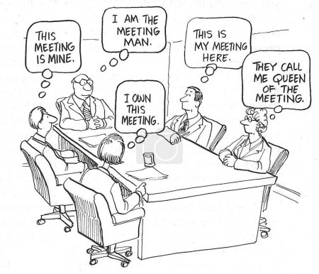 Photo for BW cartoon where each team member wants to be meeting leader. - Royalty Free Image
