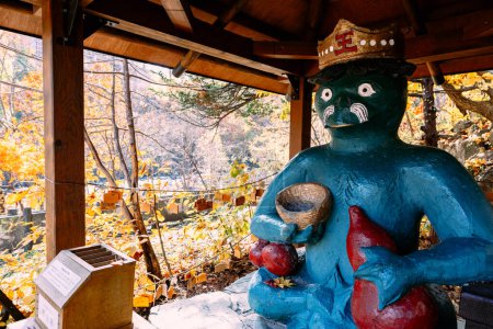 Autumn scenery of Jozankei Onsen Resort, a famous hot spring destination with the hotels and traditional Ryokan surrounded by fall colors.