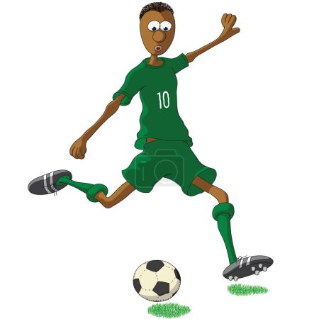 Illustration for Saudi Arabia soccer player kicking a ball - Royalty Free Image