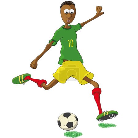 Ilustración de Senegal jugador de fútbol pateando una pelota - Imagen libre de derechos
