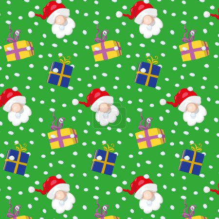 Illustration for Santa Claus, background with seamless pattern, repeating vector illustration. - Royalty Free Image