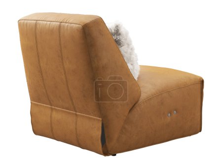 Photo for Modern adjustable brown leather upholstery chair. Brown leather upholstery chair on white background. Mid-century, Loft, Chalet, Scandinavian interior. 3d render - Royalty Free Image