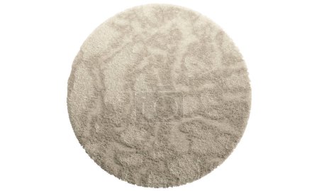 Photo for Modern round light beige throw rug with high pile on white background. 3d render - Royalty Free Image