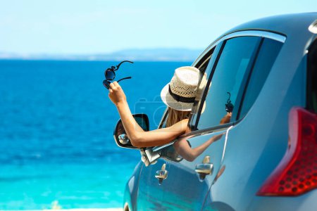 concept happiness sea driver woman summer travel 