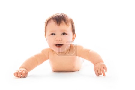Photo for A beautiful baby lying on a white background - Royalty Free Image