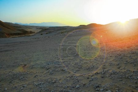 Photo for Beautiful desert landscape at sunset mountains background - Royalty Free Image