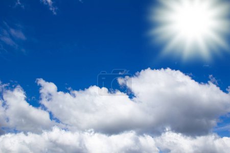 Photo for Blue sky white clouds on nature summer weather background - Royalty Free Image