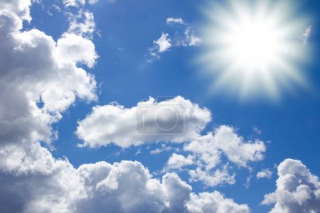 Photo for Blue sky white clouds on nature summer weather background - Royalty Free Image