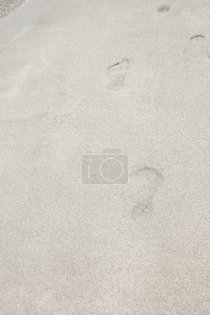 Photo for Beautiful footprints in the sand near the sea on nature background - Royalty Free Image