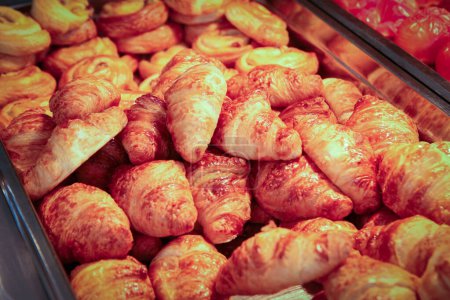 Photo for Delicious croissants in restaurant background - Royalty Free Image