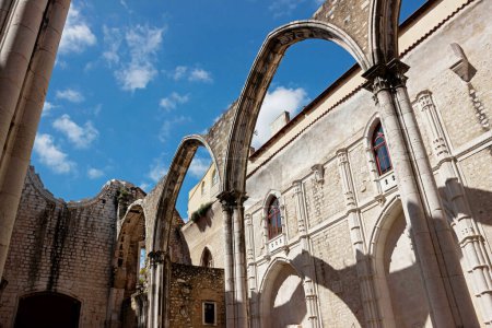 old ruins at Carmo Convent church in Lisbon  