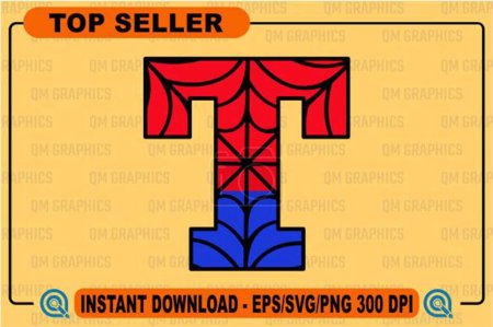 Patrón de superhéroe de estilo Spiderman en letras y números del alfabeto