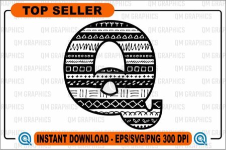 Illustration for Tribal Pattern Design in Alphabets & Letters - Royalty Free Image