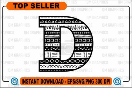 Illustration for Tribal Pattern Design in Alphabets & Letters - Royalty Free Image