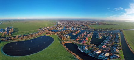 Foto de Aerial from the village Koudum in Friesland in the Netherlands - Imagen libre de derechos