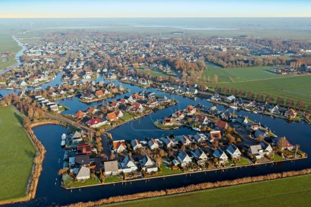 Foto de Aerial from the little village Koudum in Friesland the Netherlands - Imagen libre de derechos