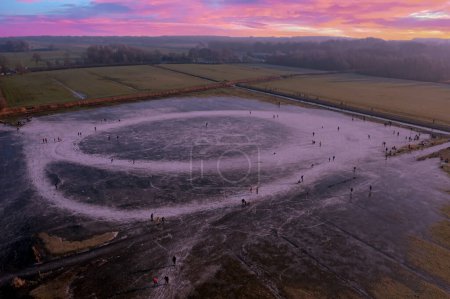 Foto de Aerial from ice skating in Friesland the Netherlands in winter - Imagen libre de derechos