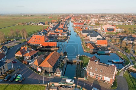 Photo for Aerial from the historical town Workum in Friesland the Netherlands - Royalty Free Image
