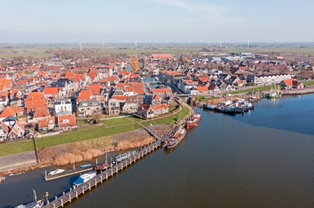 Photo for Aerial from the historical town Makkum in Friesland the Netherlands - Royalty Free Image