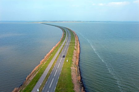 Photo for Aerial from the dyke to Marken at the IJsselmeer in the Netherlands - Royalty Free Image