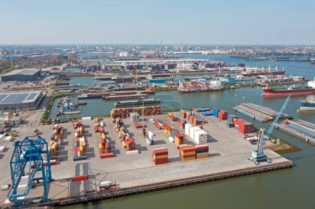Photo for Aerial from industry in the Rotterdam harbor in the Netherlands - Royalty Free Image