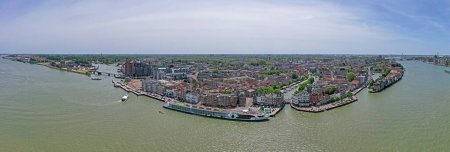 Aerial panorama from the historical city Dordrecht in Zuid Holland the Netherlands