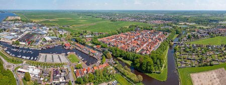 Foto de Panorama aéreo de la ciudad vieja Elburg en los Países Bajos - Imagen libre de derechos