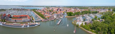 Photo for Aerial panorama from the historical city Volendam in Noord Holland the Netherlands - Royalty Free Image