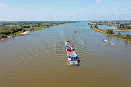 Photo for Aerial from shipping on the river Merwede near Gorinchem in the Netherlands - Royalty Free Image