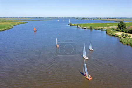 Photo for Aerial from sailing in the countryside from Friesland the Netherlands - Royalty Free Image