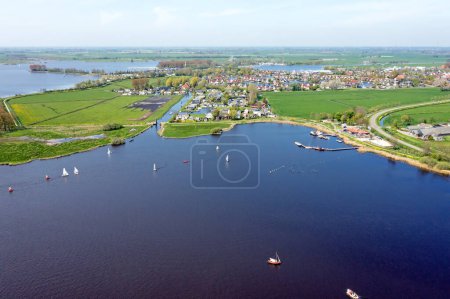 Photo for Aerial from sailing at the Sneekermeer in Friesland the Netherlands - Royalty Free Image
