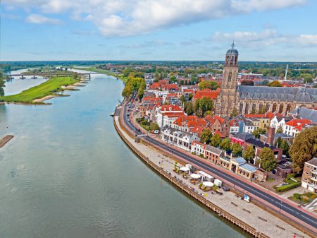 Photo for Aerial from the city Deventer at the river IJssel in the Netherlands - Royalty Free Image