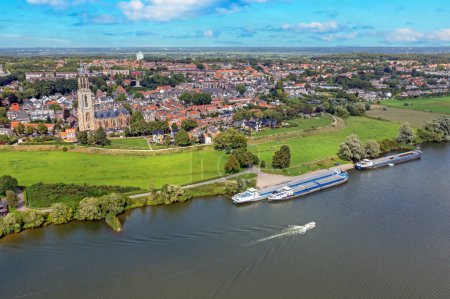 Photo for Aerial from the historical city Rhenen in the Netherlands - Royalty Free Image