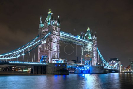 Photo for London UK Tower Bridge at River Thames in England at night - Royalty Free Image