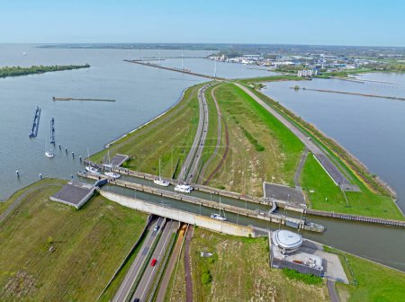 Photo for Aerial from naviduct Krabbersgat near Enkhuizen in the Netherlands - Royalty Free Image