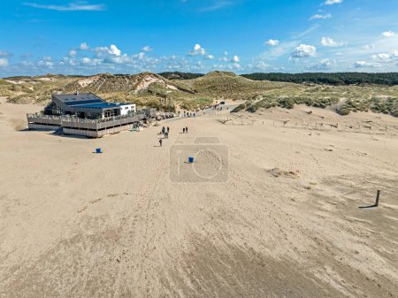 Aerial view from the beach at Hargen aan Zee in North Holland the Netherlands