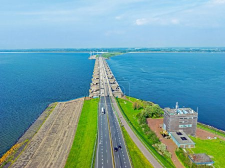 Aerial from the Haringvliet dam in the Netherlands