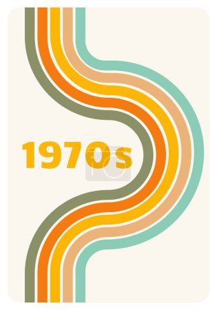 Gestreifte Linien entwerfen Plakate. Retro-Plakat aus den 1970er Jahren mit Vintage-Regenbogenfarben. Abstrakte 1970er Jahre bunten Hintergrund Vektor. Altmodisches Cover für Poster. Tapete mit Textvorlage.