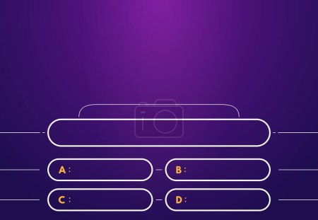 Question and answers template. Quiz game in tv. Gradient background of blue and pink color. Four answers for knowledge exam.