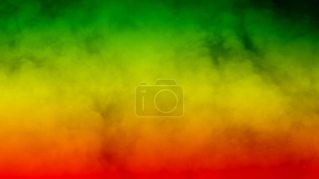 Photo for Abstract background smoke curves and wave reggae colors green, yellow, red colored in flag of reggae music - Royalty Free Image