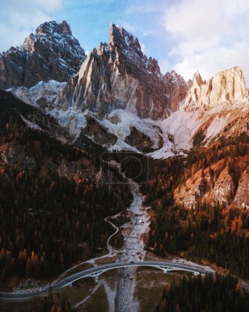 Photo for Autumnal forest and the beautiful Italian Dolomites - Royalty Free Image