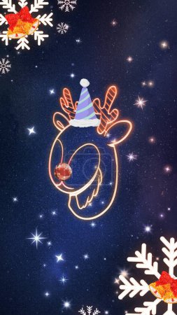 Photo for Christmas reindeer blue wallpaper - Royalty Free Image