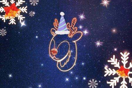 Foto de Aesthetic Christmas reindeer blue background - Imagen libre de derechos