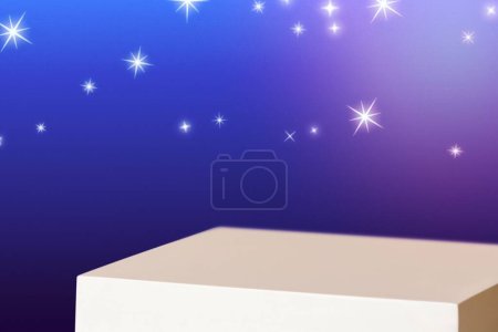 Blue product backdrop, white podium in 3D