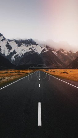 Photo for Nature mountain background road to Mount Cook, New Zealand - Royalty Free Image