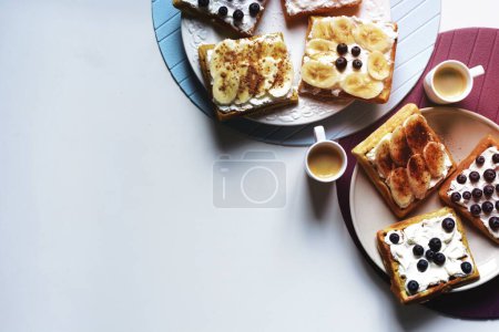 Photo for Homemade blueberry and banana waffles - Royalty Free Image