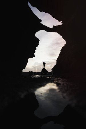 Silhouette view of cave in Iceland